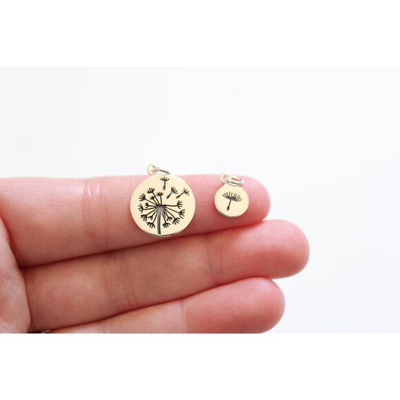 Sterling Silver Big and Small Dandelion Charm Set, Dandelion Charm Set - Picture 1 of 3